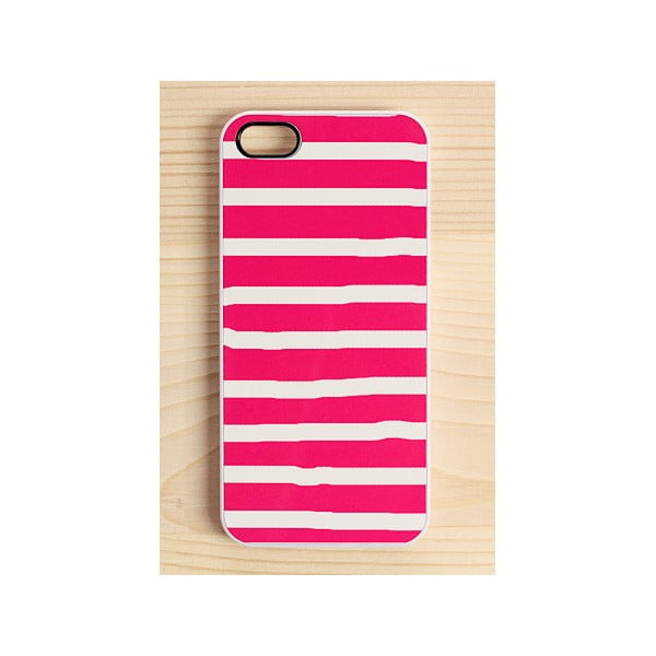 Obal na iPhone 4/4S, Hot Pink, white stripes, bílý
