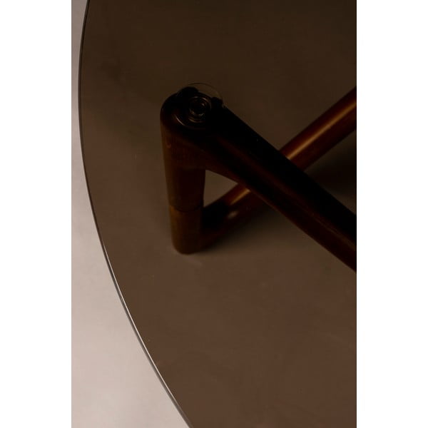 Hnědý kulatý konferenční stolek se skleněnou deskou ø 80 cm Naia – Dutchbone-image-3