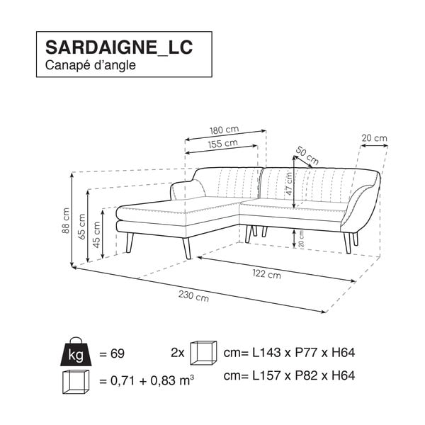Světle růžová pohovka s lenoškou na levé straně Mazzini Sofas Sardaigne-image-4