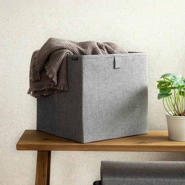 Šedý látkový úložný box 32x31,5x31,5 cm Soft Storage Cube – Bigso-image-1
