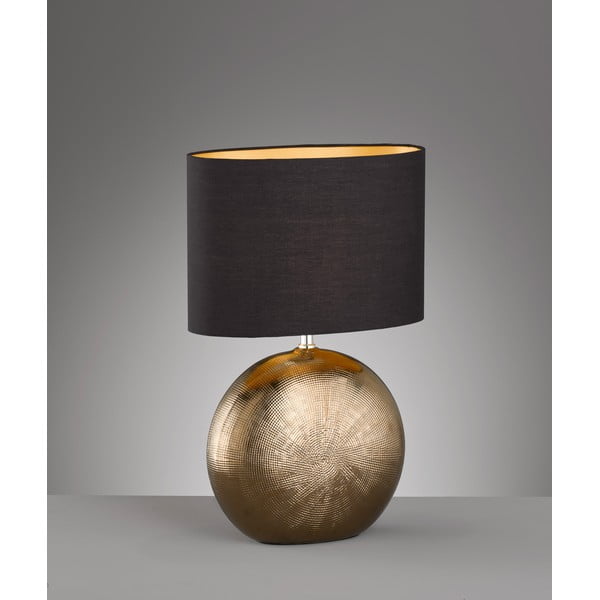 Keramická stolní lampa s textilním stínidlem v černo-bronzové barvě (výška 53 cm) Foro – Fischer & Honsel-image-1