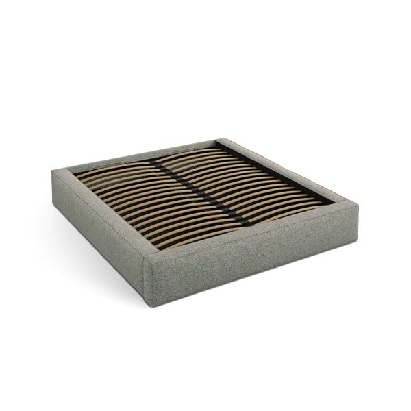 Zelená čalouněná dvoulůžková postel s úložným prostorem s roštem 200x200 cm Simon – Micadoni 