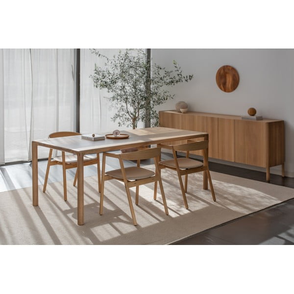 Jídelní židle z masivního dubového dřeva se šedým sedákem Gazzda Muna-image-3