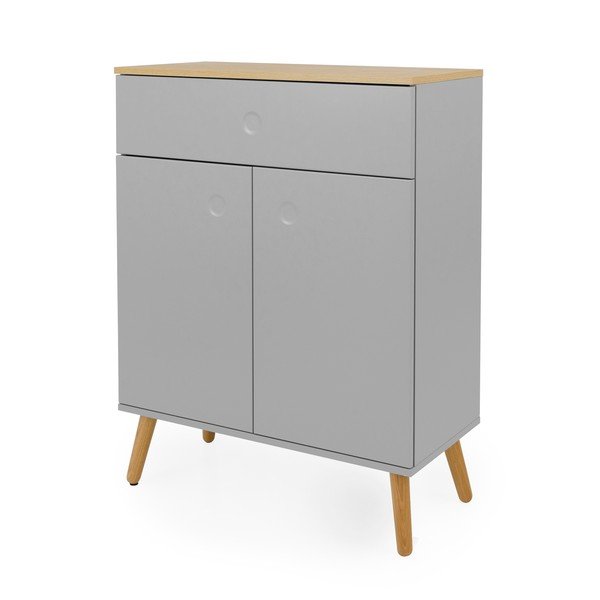 Šedá komoda s nohami z dubového dřeva Tenzo Dot, šířka 79 cm-image-1