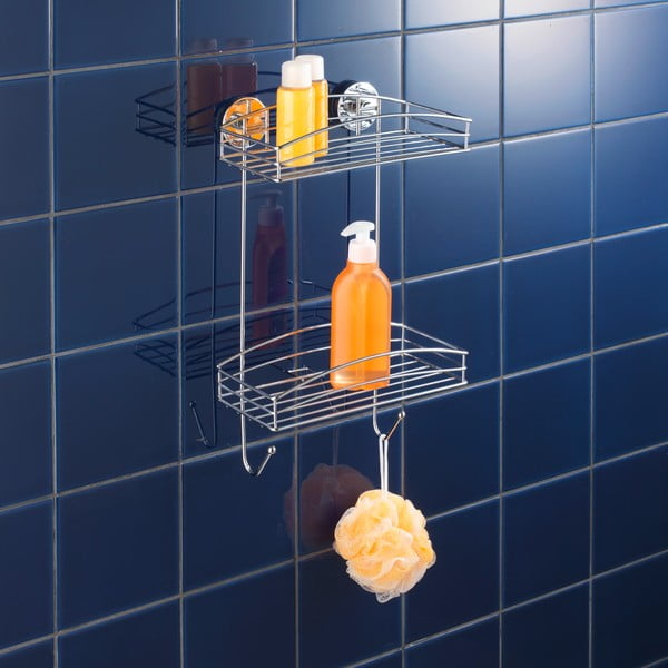 Samodržící dvoupatrová polička Wenko Vacuum-Loc, nosnost až 33 kg-image-1