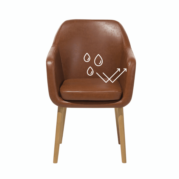Impregnace židle s opěrkou a područkami s koženým čalouněním