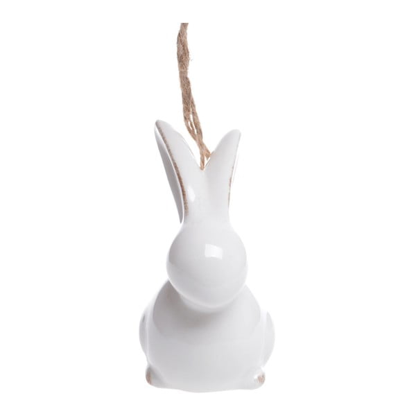 Bílá keramická závěsná dekorace Ewax Bunny Swing