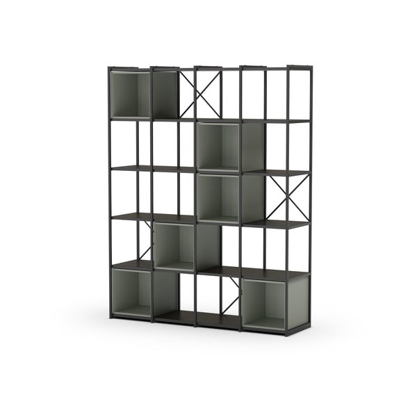 Zeleno-černá knihovna 140x179 cm Anya – Marckeric-image-2