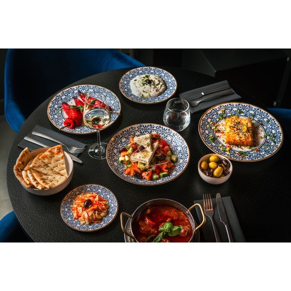 Bílý/modrý porcelánový talíř ø 25 cm Azul – BonBistro-image-4