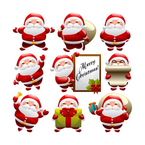 Sada 9 vánočních samolepek Ambiance Funny Santa Claus-image-1