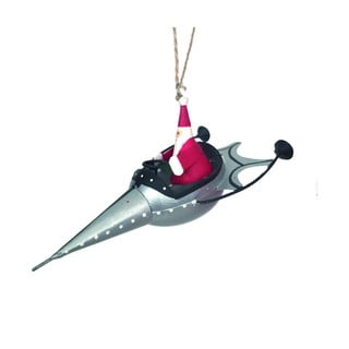 Závěsná vánoční dekorace Santa in Silver Rocket - G-Bork