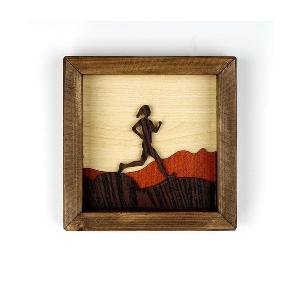 Dřevěný obraz Kate Louise Running Woman, 16 x 16 cm