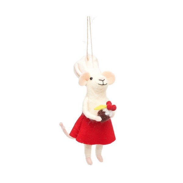 Vlněná ručně vyrobená vánoční ozdoba 14 cm Mary Baker Mouse – Sass & Belle