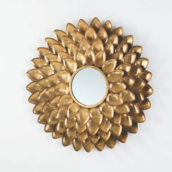 Nástěnné zrcadlo s rámem ve zlaté barvě Thai Natura, ⌀ 73 cm
