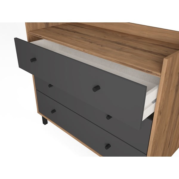 Šedá nízká komoda v dekoru ořechu 92x75 cm Malta - Marckeric-image-3