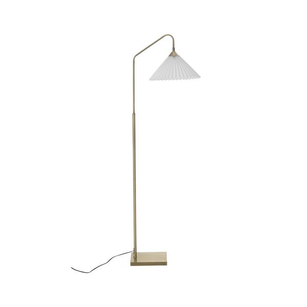 Krémová/v mosazné barvě látková stojací lampa s ohybatelnou konstrukcí (výška 155 cm) Kate – Ellos Home-image-3