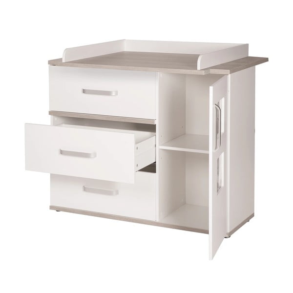 Bílá nízká dětská komoda v dekoru jilmu s přebalovacím pultem 117x102 cm Moritz – Roba-image-2