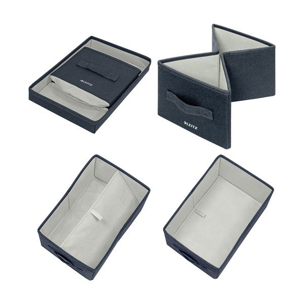 Tmavě šedé látkové úložné boxy v sadě 2 ks s víkem 19x28.5x16 cm – Leitz-image-4