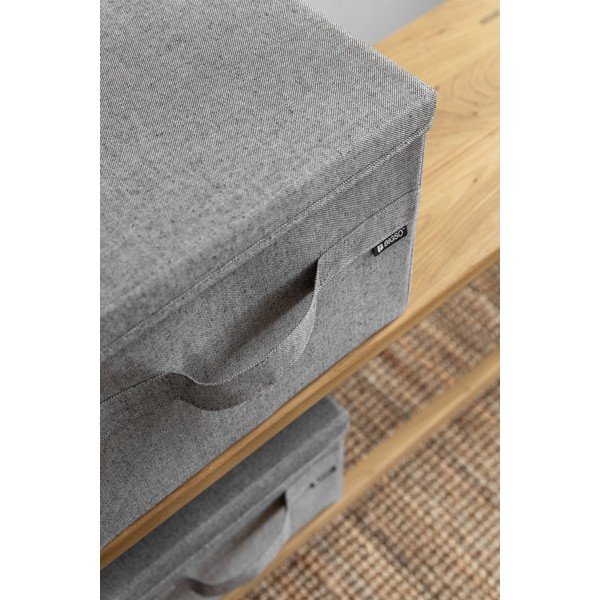 Šedý látkový úložný box s víkem 31x41x22 cm Soft Storage Medium – Bigso-image-1
