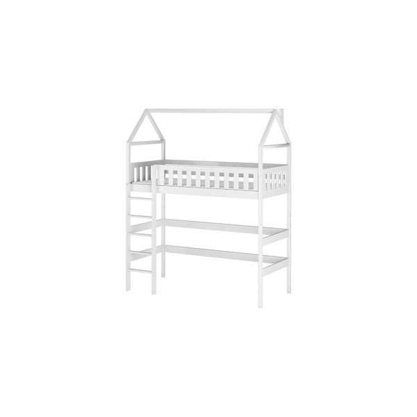 Bílá domečková vyvýšená dětská postel z borovicového dřeva 80x180 cm Otylia - Lano Meble