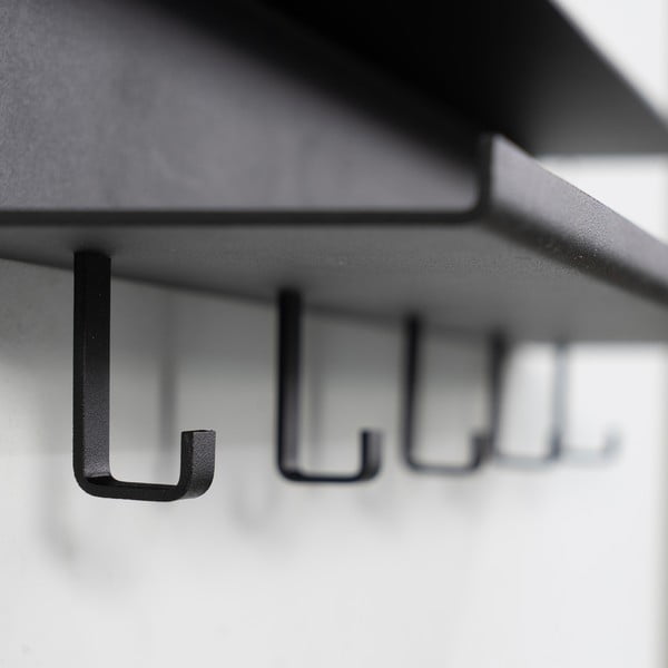 Černý kovový nástěnný věšák s poličkou 50 cm Easy – Spinder Design-image-3