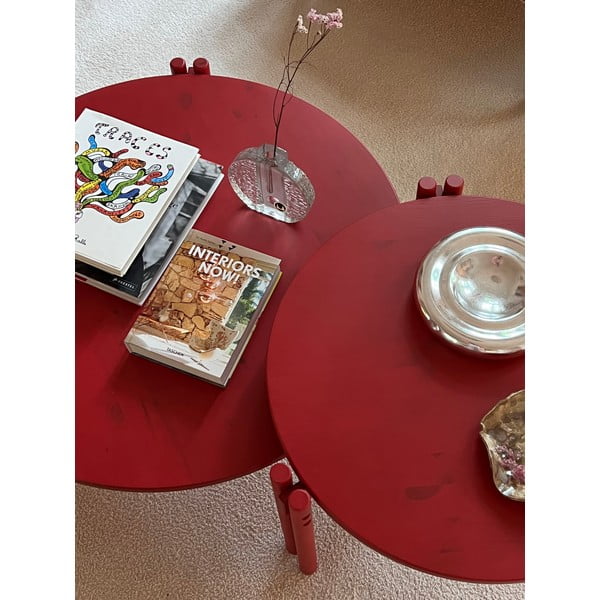 Zelený kulatý konferenční stolek z borovicového dřeva ø 60 cm Sticks – Karup Design-image-4