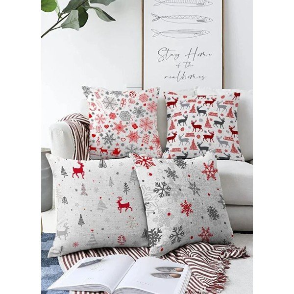 Povlaky na polštáře v sadě 4 ks s vánočním motivem 43x43 cm Merry Christmas – Mila Home-image-2