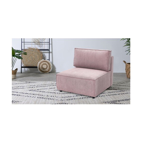 Světle růžový manšestrový modul pohovky, středový díl Nihad modular – Bobochic Paris-image-1