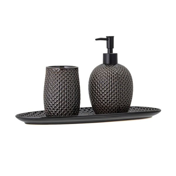 Šedá kameninová sada doplňků do koupelny Hrin – Bloomingville