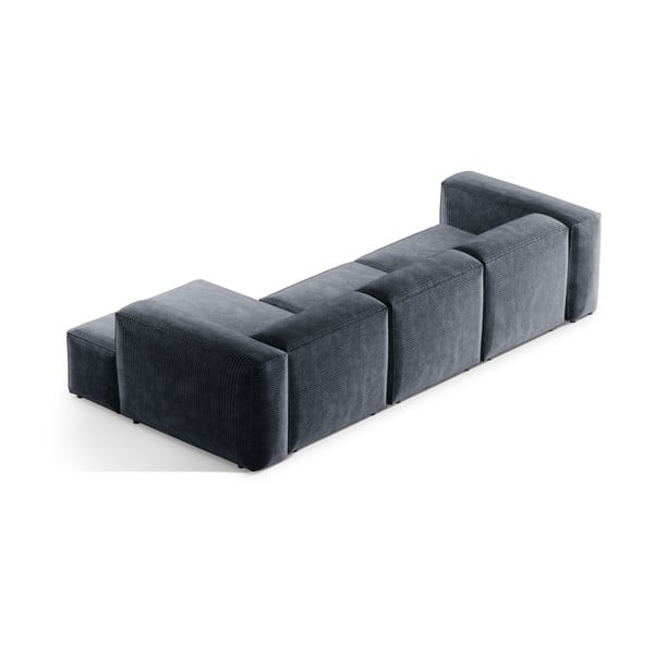 Šedomodrá manšestrová rohová pohovka (pravý roh/s lenoškou) Bergamo – Cosmopolitan Design-image-4