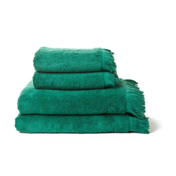 Set 2 zelených ručníků a 2 osušek z čisté bavlny Casa Di Bassi