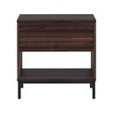 Tmavě hnědý noční stolek s deskou v dekoru ořechového dřeva Celine – Støraa