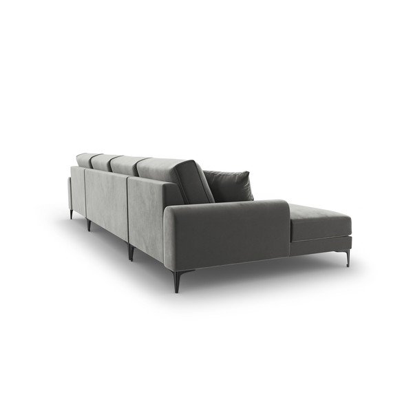 Světle šedá sametová pohovka do "U" Mazzini Sofas Madara-image-3