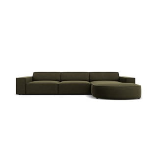 Zelená sametová rohová pohovka (pravý roh) Jodie - Micadoni Home