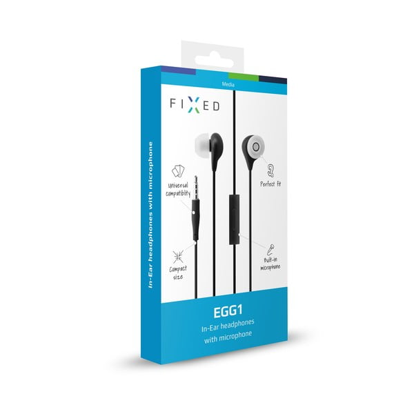 In-ear sluchátka s mikrofonem FIXED EGG1, černá-image-1