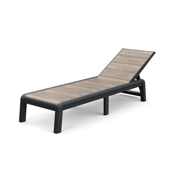 Hnědé plastové polohovací/skládací zahradní lehátko Deco Porto – Keter-image-2