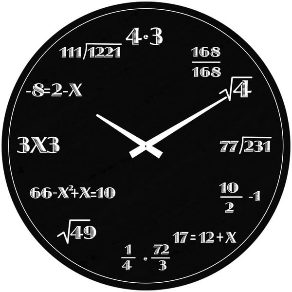 Skleněné hodiny Matematika, 38 cm