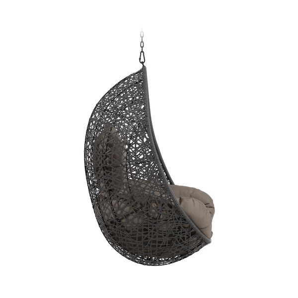 Tmavě šedé závěsné zahradní křeslo z umělého ratanu Florina – Kave Home-image-2