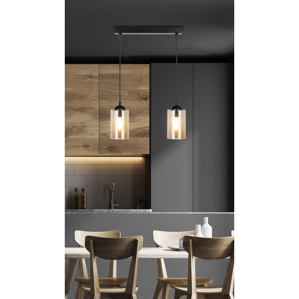 Černé závěsné svítidlo se skleněným stínidlem 10x34 cm Bistro – Candellux Lighting-image-1