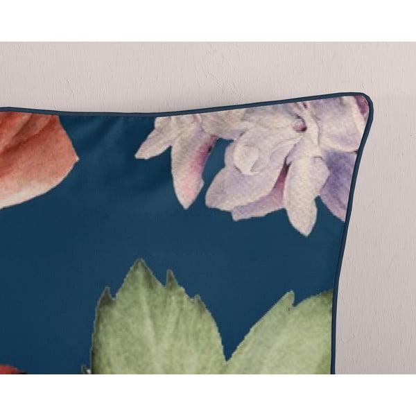 Tmavě modré povlečení na jednolůžko/prodloužené z bavlněného saténu 140x220 cm Fiori – Descanso-image-3