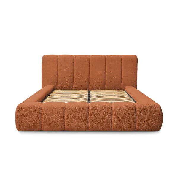 Oranžová čalouněná dvoulůžková postel s úložným prostorem s roštem 180x200 cm Denali – Bobochic Paris-image-3