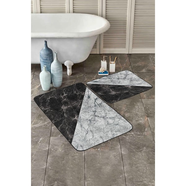 Černobílé koupelnové předložky v sadě 2 ks 60x100 cm – Mila Home-image-3