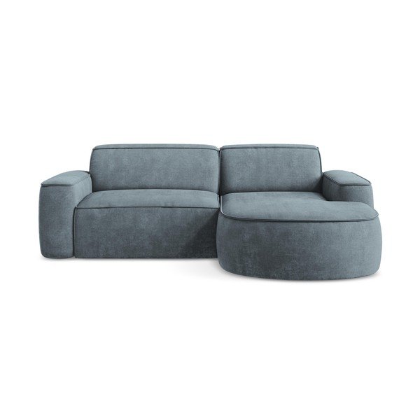 Šedomodrá žinylková rohová pohovka (pravý roh/s lenoškou) Omao – Makamii