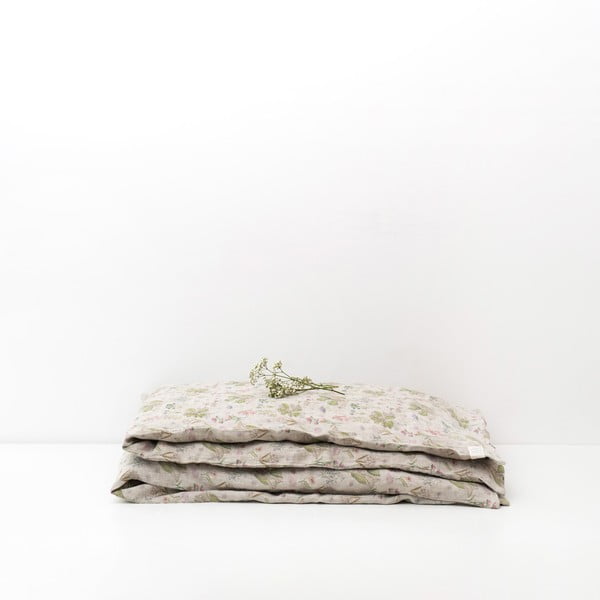 Dětské béžové lněné povlečení Linen Tales Botany, 140 x 200 cm-image-3