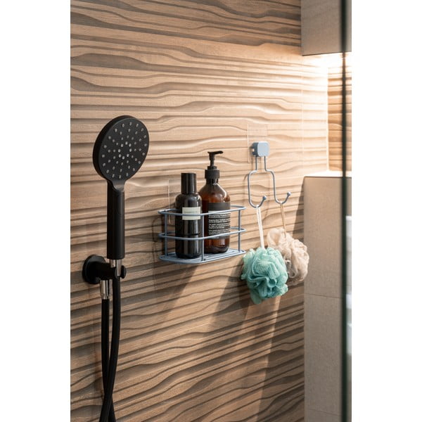 Světle modrá samodržící kovová koupelnová polička Grena – Compactor-image-4