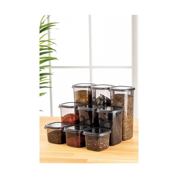 Plastové dózy v sadě 9 ks na potraviny Fresco – Hermia-image-1