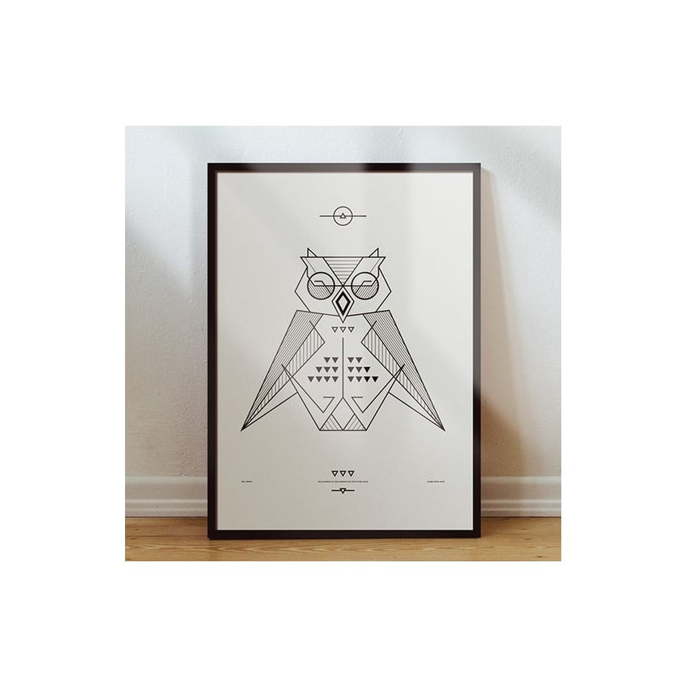 Plakát Owl Black/White, 50x70 cm