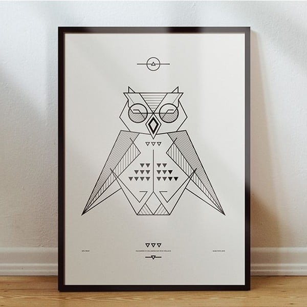 Plakát Owl Black/White, 50x70 cm