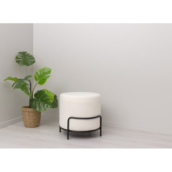 Bílý taburet z textilie bouclé Carl – Tenzo-image-1