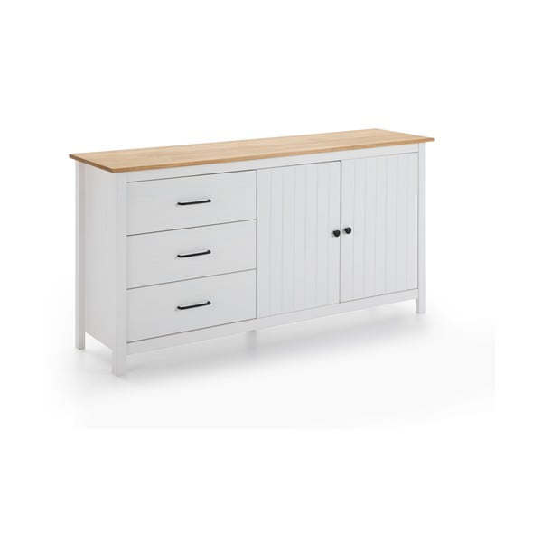 Bílá nízká komoda z borovicového dřeva 150x80 cm Miranda – Marckeric-image-2